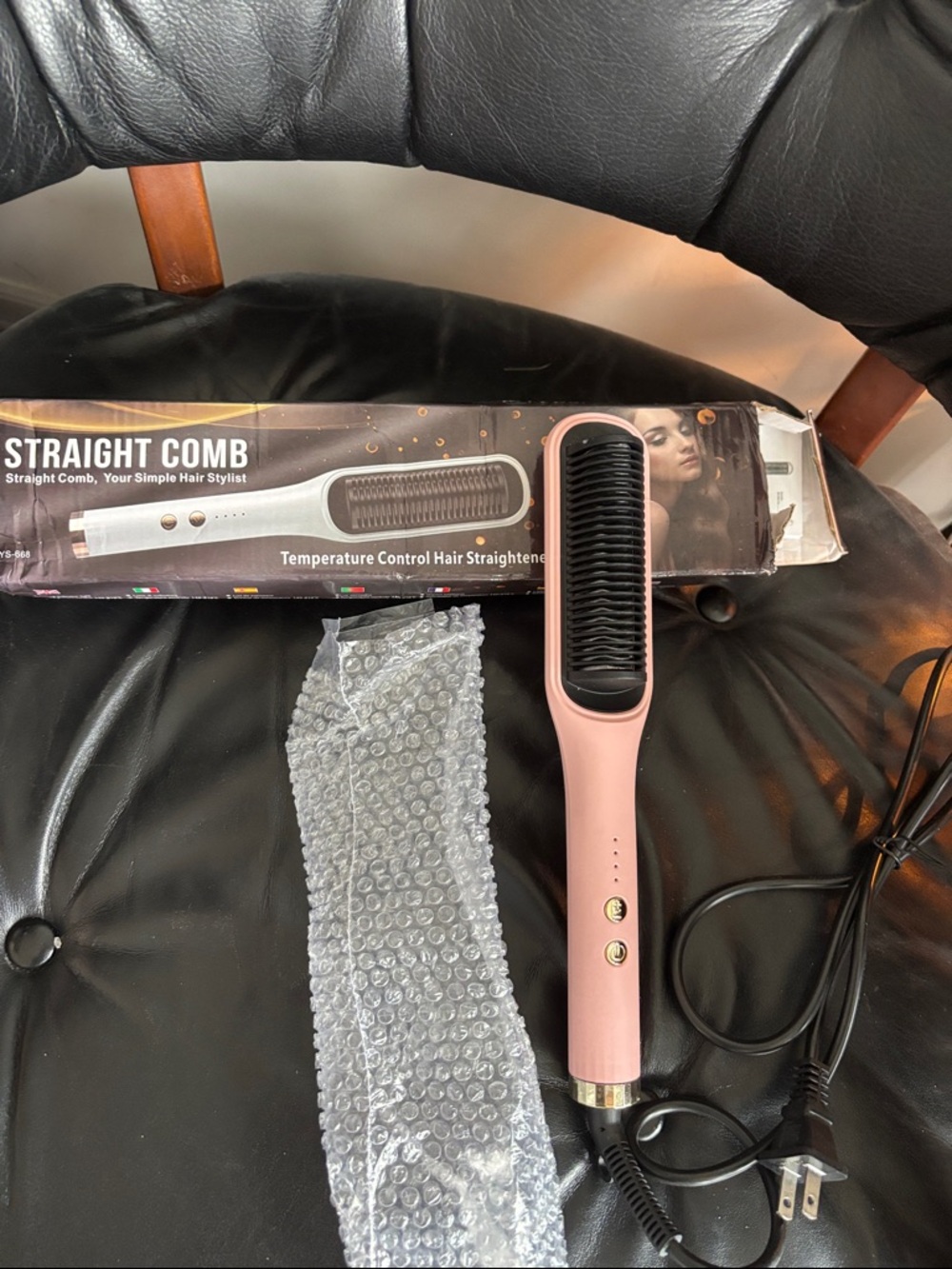 Pink Electric Hair Straightening Comb